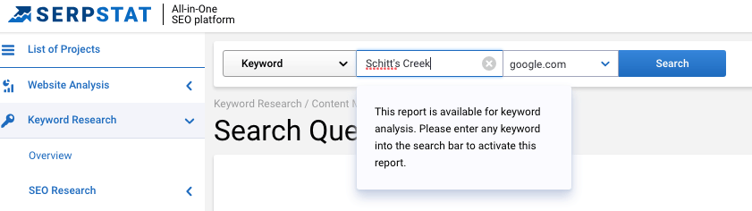 SERPSTAT example